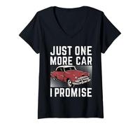 Mujer Camiseta con Texto en inglés Just One More Car I Promise Camiseta Cuello V