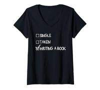 Mujer Camiseta con Texto en inglés Single Taken Waiting a Book Camiseta Cuello V