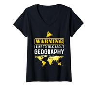 Mujer Camiseta con Texto I Like To Talk About Geography Camiseta Cuello V
