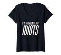 Mujer Camiseta con Texto I'm Surrounded by Idiots Camiseta Cuello V