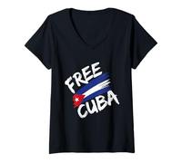 Mujer Camiseta Cuba Libre Bandera Cuba Camisetas para Mujer Bandera Cuba Camiseta Cuello V