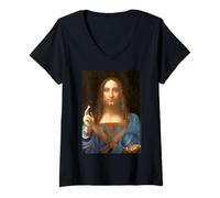 Mujer Camiseta Da Vinci, Salvator Mundi Camiseta Cuello V