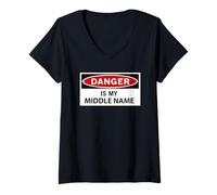 Mujer Camiseta Danger is my Second Name Camiseta Cuello V