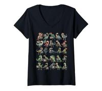 Mujer Camiseta de Alfabeto de Dinosaurios - ABC Dinosaurs Educational Camiseta Cuello V