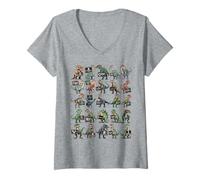 Mujer Camiseta de Alfabeto de Dinosaurios - ABC Dinosaurs Educational Camiseta Cuello V
