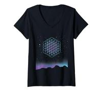Mujer Camiseta de Artista de geometría Sagrada y Espiritual Camiseta Cuello V
