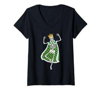 Mujer Camiseta de Baile de Mardi Gras con Forma de Esqueleto de King of Carnival Camiseta Cuello V