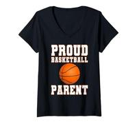 Mujer Camiseta de Baloncesto Orgullosa para Padres - Game Day Sports Family tee Camiseta Cuello V