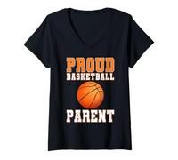 Mujer Camiseta de Baloncesto Orgullosa para Padres - Game Day Sports Family tee Camiseta Cuello V