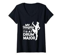 Mujer Camiseta de Banda de música My Daughter Is The Drum Major Camiseta Cuello V