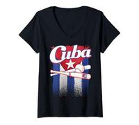 Mujer Camiseta de béisbol de Cuba con gráfico de Bandera Cubana 2026 Camiseta Cuello V