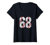 Mujer Camiseta de béisbol desgastada número 68#68 Fan Camiseta Cuello V