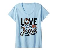 Mujer Camiseta de bondad basada en la fe cristiana Love Like Jesus Camiseta Cuello V