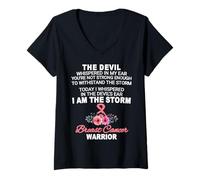 Mujer Camiseta de cáncer de Mama I Am The Storm - Conciencia sobre el cáncer de Mama Camiseta Cuello V