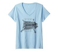Mujer Camiseta de Cebra Spirit Cute Zebra Face Wild Animal Colorful 80s Camiseta Cuello V