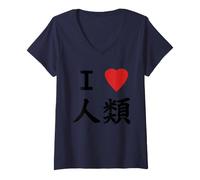 Mujer Camiseta de Cosplay I Love Humanity No Game Camiseta Cuello V