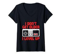 Mujer Camiseta de cumpleaños con Texto en inglés I Don't Get Older I Level Up Birthday Gamer Camiseta Cuello V