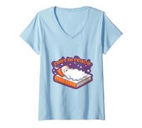 Mujer Camiseta de Descanso en lecturas Ghost Nap On Book Funny Halloween Fall Camiseta Cuello V