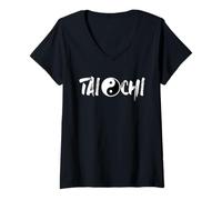 Mujer Camiseta de Estilo Tai Chi con símbolo de Yin Yang Camiseta Cuello V