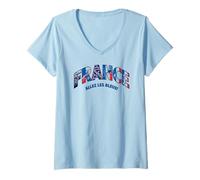 Mujer Camiseta de fútbol France Allez Les Bleus 2026 Camiseta Cuello V