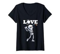 Mujer Camiseta de Golf Love Ball Heartbeat para golfistas apasionados Camiseta Cuello V