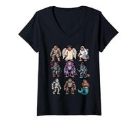 Mujer Camiseta de Halloween Bigfoot - Grupo de Disfraces de Sasquatch Cryptid Camiseta Cuello V