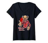Mujer Camiseta de Halloween Welcome In Scary Horror Evil Clown Camiseta Cuello V