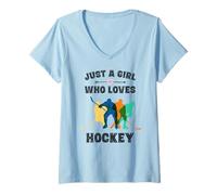 Mujer Camiseta de Hockey para niñas Adolescentes, Camiseta de Hockey Vintage Divertida Camiseta Cuello V
