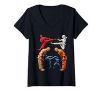Mujer Camiseta de Karate para niños y Adultos, Camiseta de Regalo de Taekwondo y Judo Camiseta Cuello V
