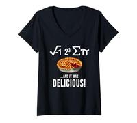 Mujer Camiseta de matemáticas "I Ate Some Pie And It Was Delicious Pi Day" Camiseta Cuello V