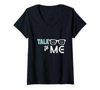 Mujer Camiseta de Moda Linda y Divertida de Talk Nerdy To Me Camiseta Cuello V