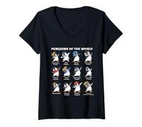 Mujer Camiseta de pingüinos del Mundo, Amantes de los pingüinos de Animales Marinos Camiseta Cuello V