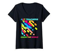 Mujer Camiseta de Profesor de Arte Color The World School Art Classroom Student Camiseta Cuello V