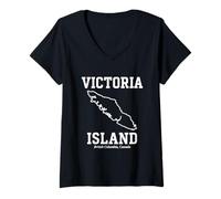 Mujer Camiseta de Recuerdo de la Isla Victoria, Columbia Británica, Canadá Camiseta Cuello V
