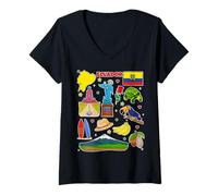 Mujer Camiseta de Recuerdo del Mapa de Ecuador, Regalo de Cultura de Viaje de Quito Camiseta Cuello V