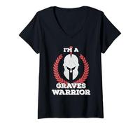 Mujer Camiseta de Regalo con Texto en inglés I'm a Graves Warrior Graves Disease Awareness Camiseta Cuello V
