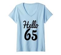 Mujer Camiseta de Regalo de cumpleaños número 65 con Texto en inglés Happy 65th Birthday Camiseta Cuello V