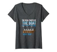 Mujer Camiseta de Regalo de Remo The Real Parts of The Boat Rowing Camiseta Cuello V