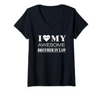 Mujer Camiseta de Regalo Familiar con Texto en inglés I Love My Brother In Law Camiseta Cuello V
