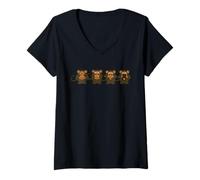 Mujer Camiseta de Tres Monos Cuarto Mono es un Regalo Divertido Camiseta Cuello V