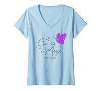 Mujer Camiseta de verano para mujer She is Magic That One Butterfly Camiseta Cuello V