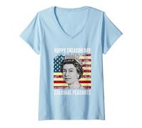 Mujer Camiseta del Día de la Traición Feliz Campesinos Coloniales Inagradecidos Camiseta Cuello V