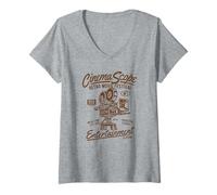 Mujer Camiseta del Festival DE PROYECTOR DE Cine Scope Vintage Retro Camiseta Cuello V