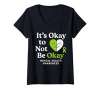 Mujer Camiseta del Mes de concientización sobre la Salud Mental It's Okay to Not Be Okay Camiseta Cuello V