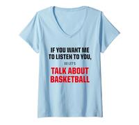 Mujer Camiseta Deportiva con Texto en inglés I Only Want To Talk About Basketball Bold Sports Camiseta Cuello V