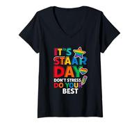 Mujer Camiseta Día STAAR No Te Estreses Da Lo Mejor Profesor Camiseta Cuello V