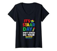Mujer Camiseta Día STAAR No Te Estreses Da Lo Mejor Profesor Camiseta Cuello V