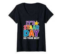 Mujer Camiseta Día STAAR No Te Estreses Da Lo Mejor Profesor Camiseta Cuello V