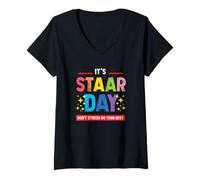 Mujer Camiseta Día STAAR No Te Estreses Da Lo Mejor Profesor Camiseta Cuello V