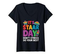 Mujer Camiseta Día STAAR No Te Estreses Da Lo Mejor Profesor Camiseta Cuello V